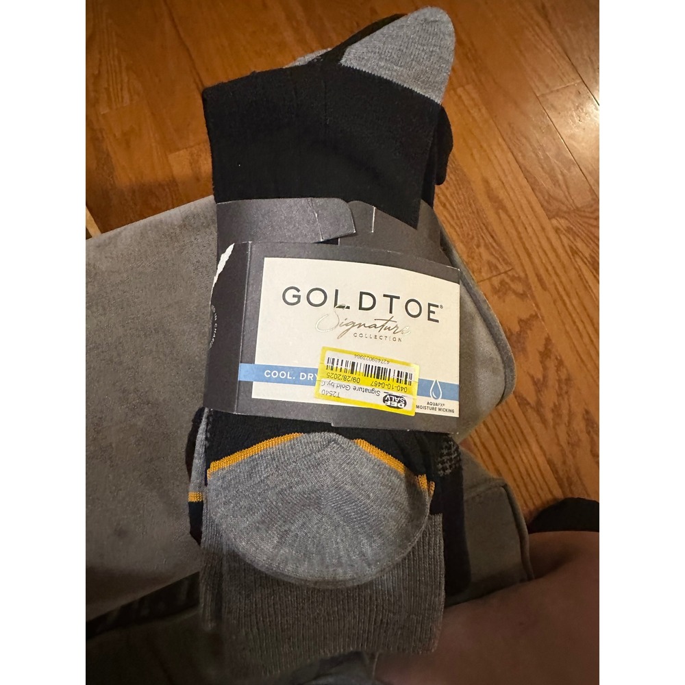 Goldtoe Signature Collection Mens Crew Socks Multi Pack Black Grey AquaFX New